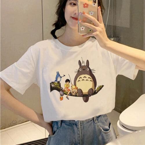 Neighbor Totoro spirit leaves T-shirt studio Ghibli Viper Japanese cartoon anime women T-shirt short sleeve Miyazaki clothing