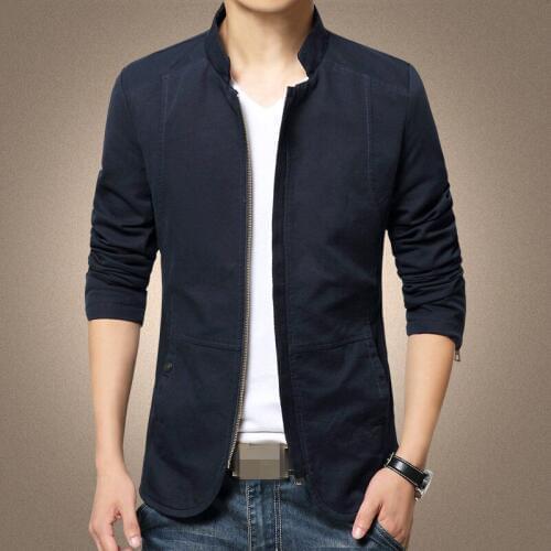 Cotton Autumn Spring 100% Plus Size Mens Jackets And Coats Black Slim Mens Windbreaker Jacket Men Coat FYY201