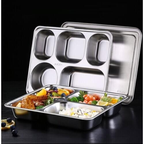 304 Stainless Steel Bento Box Large Capacity Microwave Heated Food Container School Canteen Buffet Office Lunch Box High Quality