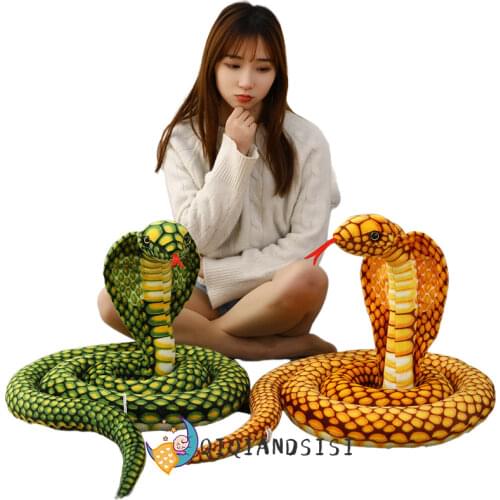 240cm Simulated Cobra Doll Stuffed Plush Snakes Green Yellow Pink Prop Decoration Children Boys Girls Gift