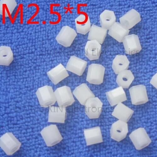 M2.5*5 1pcs White nylon Standoff Spacer Standard M2.5 Female-Female 5mm Standoff Kit Repair parts High Quality