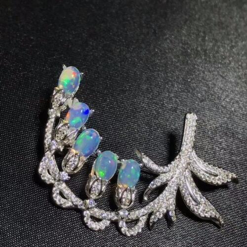 Change color, natural opal brooch, 925 silver, beautiful color, Australian opal, natural gemstone