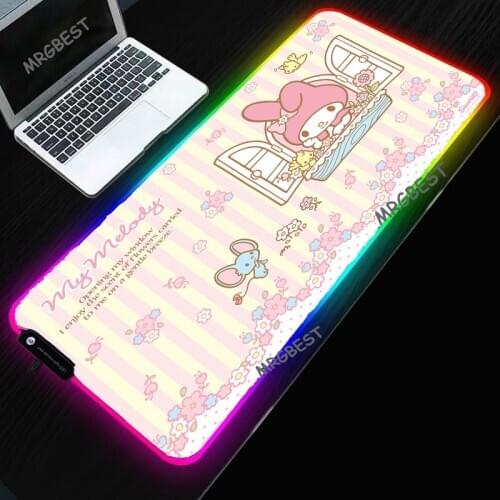 Cute Mousepad Anime Gaming Accessories Colorful Glowing RGB LED and Normal Rubber Desktop PC Pad Non-slip Durable for Children