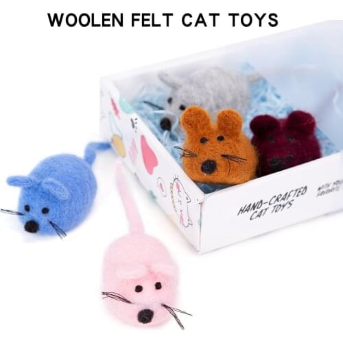 5pcs/Lot Mini Mice Funny Cat Toys Wool Stuffed Simulation Playing Toy for Cats Kitten Bite Resistant Interactive Pet Accessories