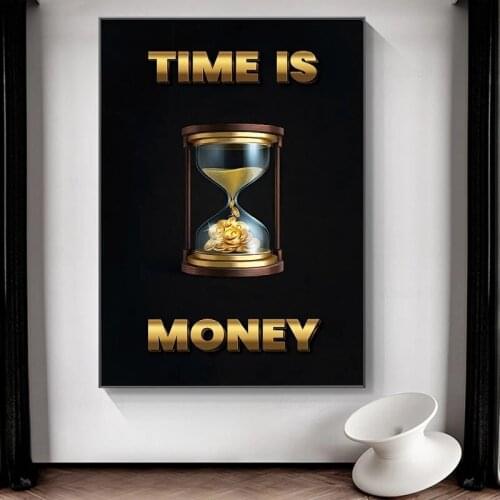 Time Is Money Wall Art Motivational Canvas Painting Posters Prints Inspirational Pictures for Office Bedroom Home Decoration