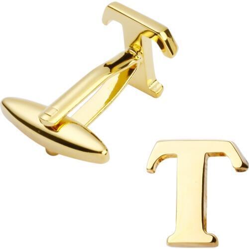 2017 mens jewelry fashion the French shirt sleeve cuff golden letters T cufflinks 5 on packing/wholesale free shipping
