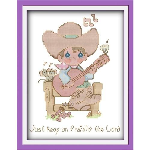 Just keep on praise the lord cross stitch kit cartoon 11ct count print canvas stitches embroidery DIY handmade needlework plus