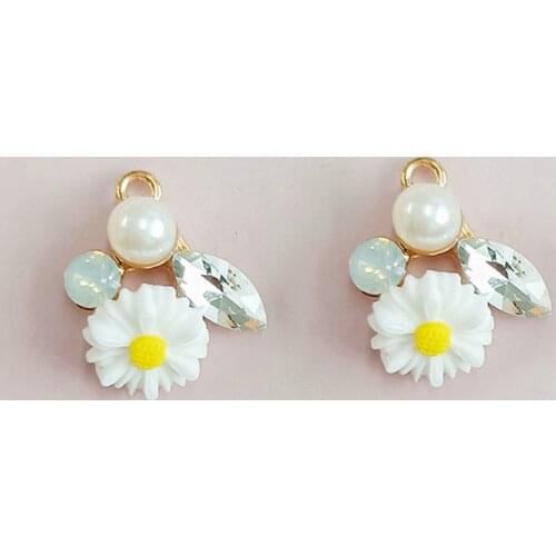 2019New Rhinestones pearl flower button for DIY earring or necklace pendant and hair jewelry accessories HZ589