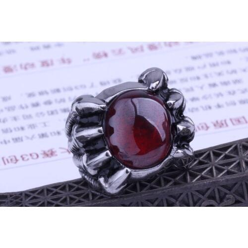 New arrival fashion jewelry certified products Eight claws stainless steel ring mens red stone dragon u.s size 8-11 cool gift