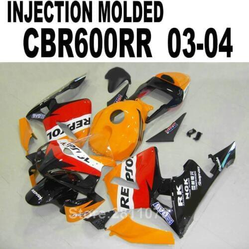 New hot Injection mold fairing kit for Honda CBR600RR 03 04 orange black fairings set CBR600RR 2003 2004 AT53