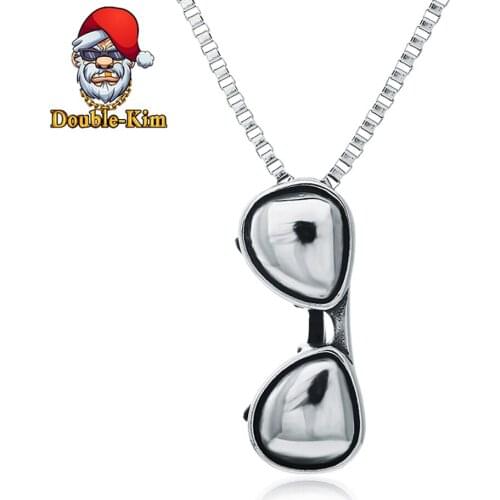 Sunglasses Pendant Necklace Men Titanium Stainless Steel Material Classic Chain Necklaces Men Fashion Trendy Jewelry Gift