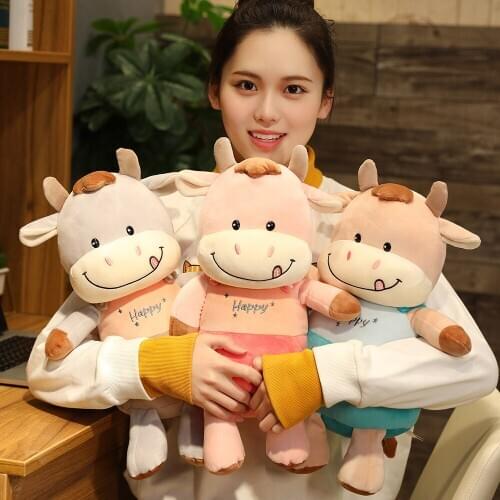 25cm plush bull Dress in different colors sutffed soft Pillow cute doll good quality christmas festival gift for kid or Couples
