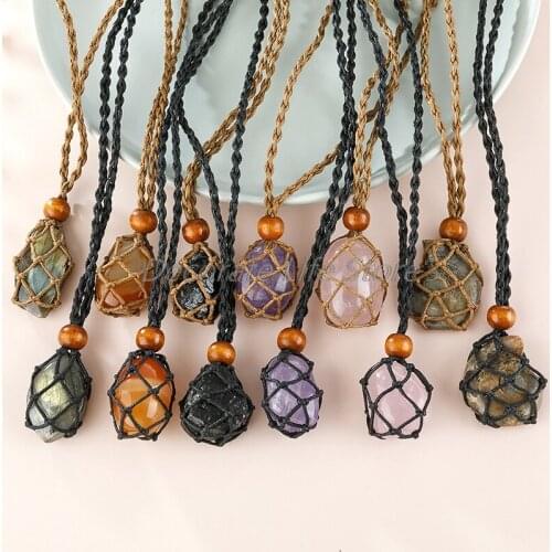 Empty Stone Holder Crystal Necklace Rope Cord Stone Necklace Jewelry DIY Gift