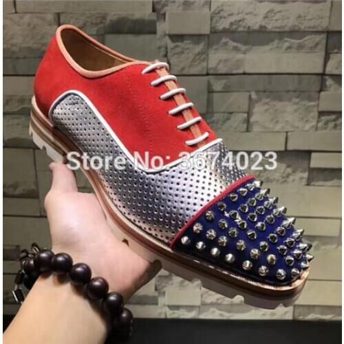 Qianruiti Shoes Men Anti-skid Oxfords Patchwork Rivets Shoes Square Toe Wedding Shoes Men Breathable Loafer Casual Shoes Big 46
