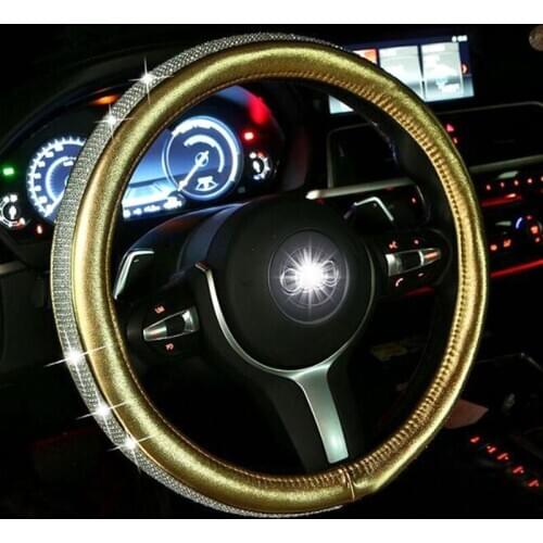Luxury Diamond Rhinestone Car Steering Wheel Covers Colorful Leather Crystal Car Handlebar Cover Auto Car Interior Accessories