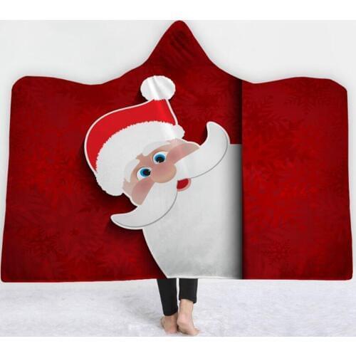 Merry Christmas Hooded Towel Flannel Bath Towels With Hood Adult Wearable Beach Wrap Blanket 1pc
