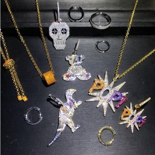 S925 Sterling Silver European lucky eye Teddy Bear Dinosaur Skull Bracelet Necklace Earrings women cartoon accessories