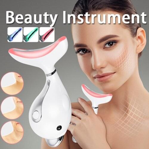 LED Electric Dolphin Style Vibration Heating Neck Massager Vibration Neck Wrinkle Remover Double Chin Lifting Anti-Aging