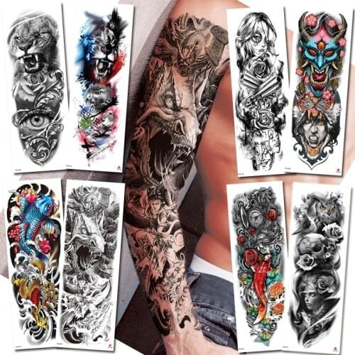 Big Large Size Beast Temporary Tattoo Sticker For Women Men Body Art Arm Fake Tatoo Sexy Flower Fashion Waterproof Tattoo