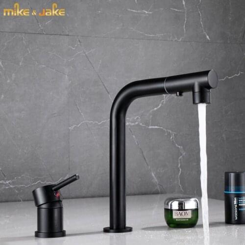 Bathroom black faucet pull out sink mixer tap black pull out crane water tap hot and cold pull out basin mixer