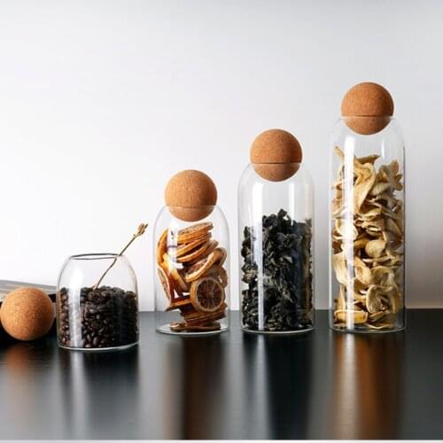 High boron silicon transparent glass sealed tank storage cans grain storage tank creative cork plug tea can manufacturers