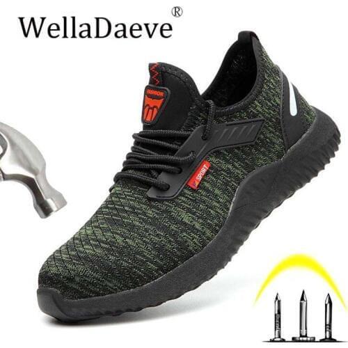 Safety Work Shoes For Men Steel Toe Cap Anti-smashing Puncture Proof Construction Protective Work Boots Light Breathable Sneaker