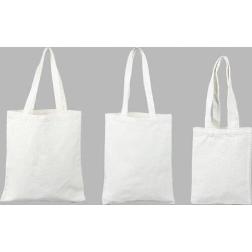 Women White Canvas Shopping Bags Eco Friendly Reusable Foldable Shoulder Bags Large Storage Handbag Cotton Tote Bag Books Holder