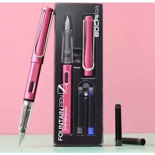 1pcs Fountain Pen Set 0.38mm Writing Signature Pen Black Bule Ink Sac Student Office Stationery