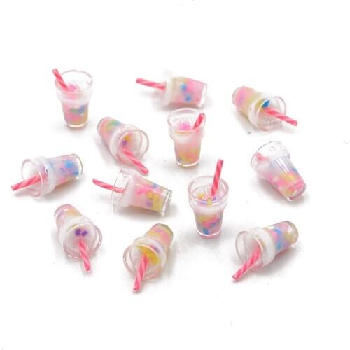 10Pcs 9*10*18mm imitation resin 3D pearl milk tea cup is lovely, the box plastic material DIY jewelry necklace is made