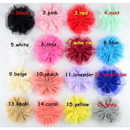 100pcs/lot 3.5" Boutique Soft Hair Flowers Silk Lace Flower Accessories for Headband Hat Garment Fabric Flower Hair Accessories