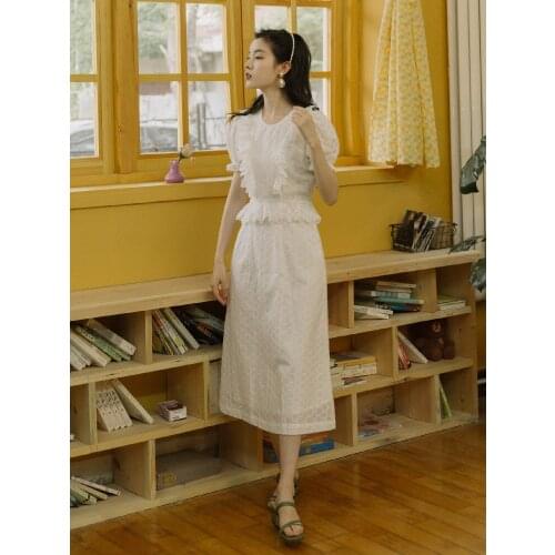 2020 new fashion womens clothing Puff Sleeve O-Neck Vintage women dress