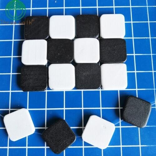 20pcs White Black Square Flat Loose Wooden Beads For Making DIY Necklace Bracelet Jewelry Accessories