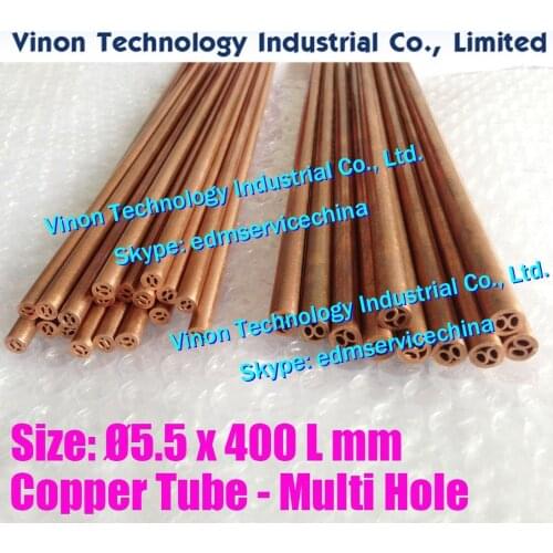 30PCS/LOT Ø5.5x400Lmm Copper Tube Multihole, Copper EDM Tubing Electrode MultiChannel Dia. 5.5mm Length 400mm for Superdrill EDM