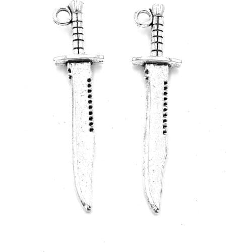 30pcs Sword charms pendant 43x10mm antique silver ornament accessories jewelry making DIY base material