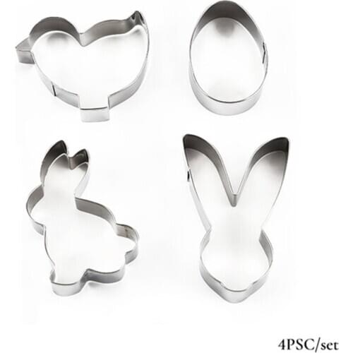 4pcs/set Happy Easter Rabbit Biscuit Cookie Mold Stainless Steel Easter Eggs 3D Cookie Cutter Baking decorations for Home Baking