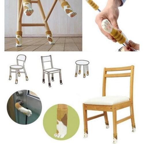 4PCS Chair foot cover Cat Paw Table Foot socks Chair Leg Covers Floor Protectors Non-Slip Knitting Socks For Furniture