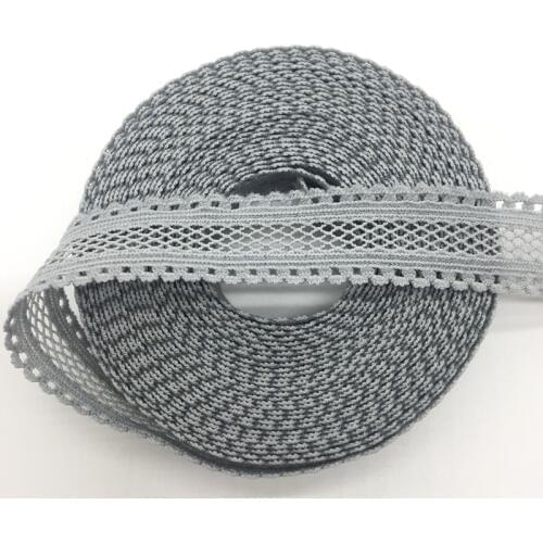 5Yards/lot 5/8" 15mm Gray Bilateral Lace Grid Fold Over Elastic Spandex Lace Ribbon