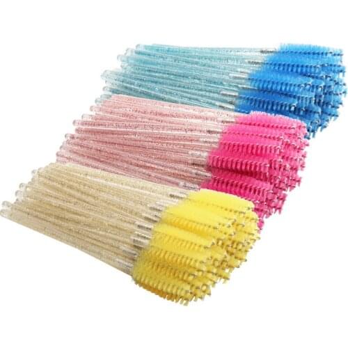 50pcs Crystal Handle Eyelash Brushes Makeup Brushes Cosmetic Disposable Mascara Wands Applicator Eye Lashes Makeup Tool