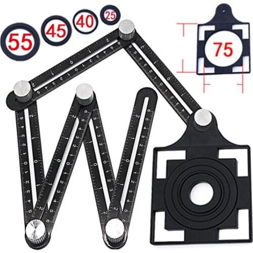 6-fold Aluminium Alloy Angle Ruler Finder Measuring Ruler Perforated Mold Template Tool Izer Locator Drill Guide Tile Hole