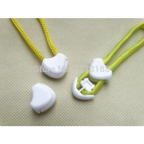 Brand News 1000pcs/pack Plastic Zipper Pull Cord Ends Lock Stopper For Paracord (White)
