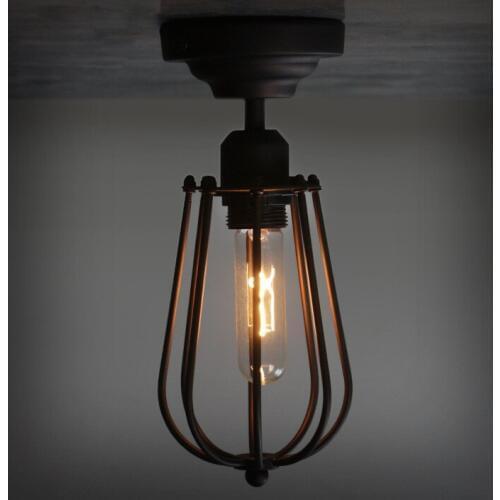 Black vintage industrial pendant light nordic retro lights iron lampshade loft edison lamp metal cage dining room Countryside