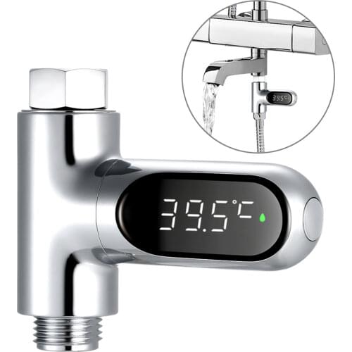 Digital Shower Thermometer ℃/℉ Bath Temperature Monitor Water Thermometer 5~85℃ Measuring 360° Rotatable LED Display for Baby