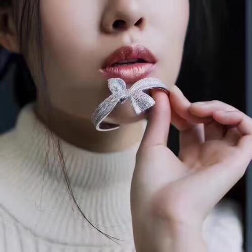 Janekelly designer top accessories fashion unique bowknot cuff bangle sets AAA zircon micro pave hand bracelet