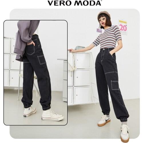 Vero Moda Women Vintage Safari Style Cotton Loose Fit Harem Cargo Jeans | 320449037