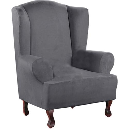 Stretch Wingback Chair Covers Solid Color Armchair Cover Suede Wing Back Chair Slipcover Waterproof Elastic Armchair Slipcovers