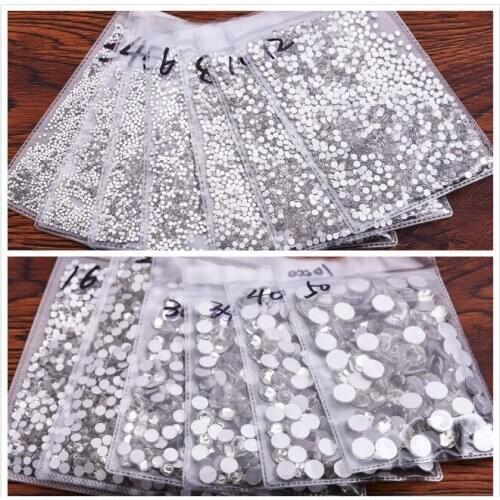 Crystal Clear Glass Nail Art Decorations ss3 ss4 ss5 ss6 ss8 ss10 ss16 ss20 ss30 ss34 ss50 Glass Non HotFix Nail Art Rhinestones