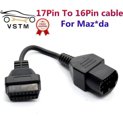 New Arrival For Maz*da 17Pin to 16Pin OBDII Scanner Code Connectors OBD OBD2 Cable Diagnostic Adapter Connector Free Shipping