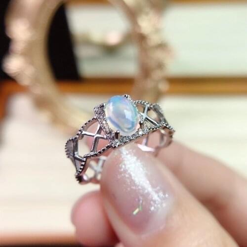 Shop new products, recommended by the owner Natural opal woman rings change fire color mysterious 925 silver adjustable size