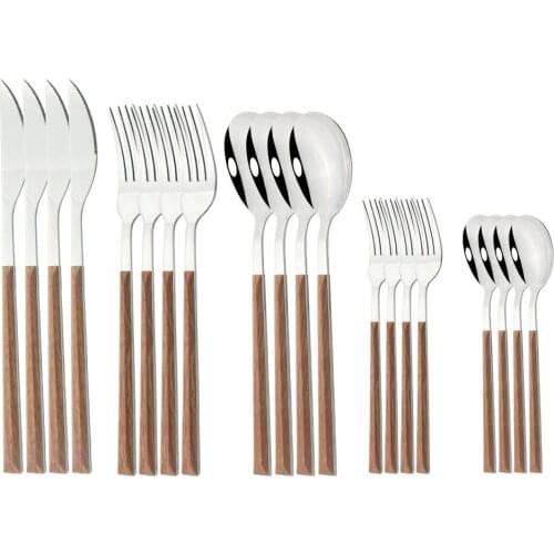 Tableware Stainless Steel Cutlery Set Forks Knives Spoon Dessert Fork Kitchen Silverware Dinnerware Set with Mirror Dropshipping