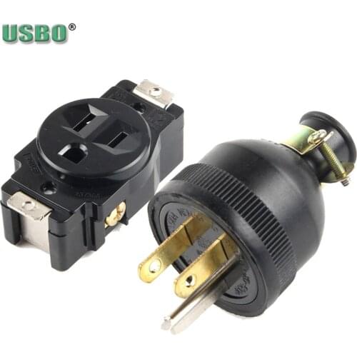 125V 15A L5-15p L5-15R copper Female male wired lock connector US industry Generator control nema power plug Receptacle Socket
